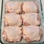 Pour bone-in thighs in the baking dish with 4 simple ingredients and give Mom a dinner she’ll remember long after the flowers wilt