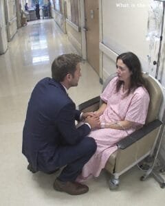 Two months after divorcing my wife, I found her sitting alone in a hospital hallway wearing a patient gown